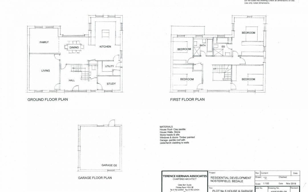 Plot 5 – House and Garage Floor Plans Sheet 1-1